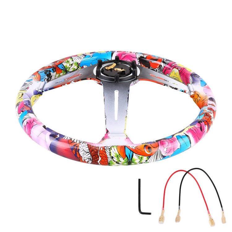 35cm Car Racing Graffiti ABS Steering Wheel(Style 2) - Steering Wheel Accessories by PMC TechLife | Online Shopping South Africa | PMC TechLife | Buy Now Pay Later Mobicred