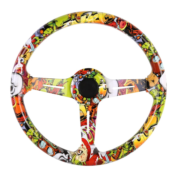 35cm Car Racing Graffiti ABS Steering Wheel(Style 3)