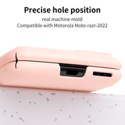 For Motorola Moto Razr 2022 Skin Feel Macaron Three-piece Set Hinge Phone Case(Pink)