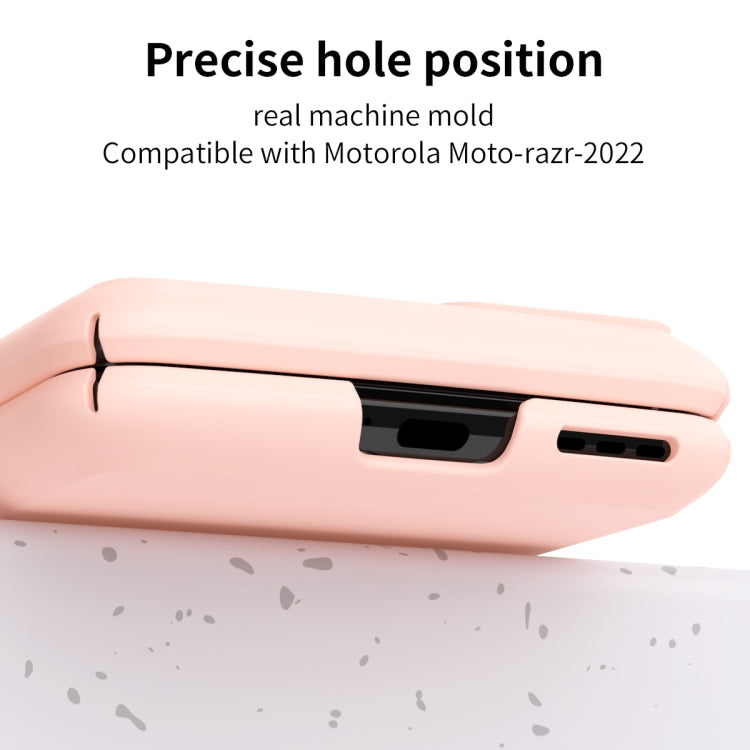 For Motorola Moto Razr 2022 Skin Feel Macaron Three-piece Set Hinge Phone Case(Pink)