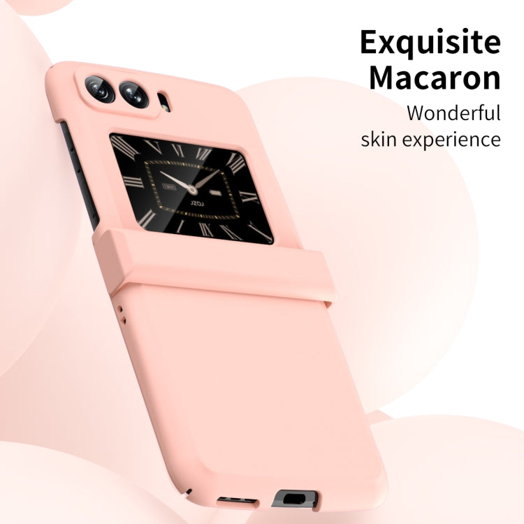 For Motorola Moto Razr 2022 Skin Feel Macaron Three-piece Set Hinge Phone Case(Pink)