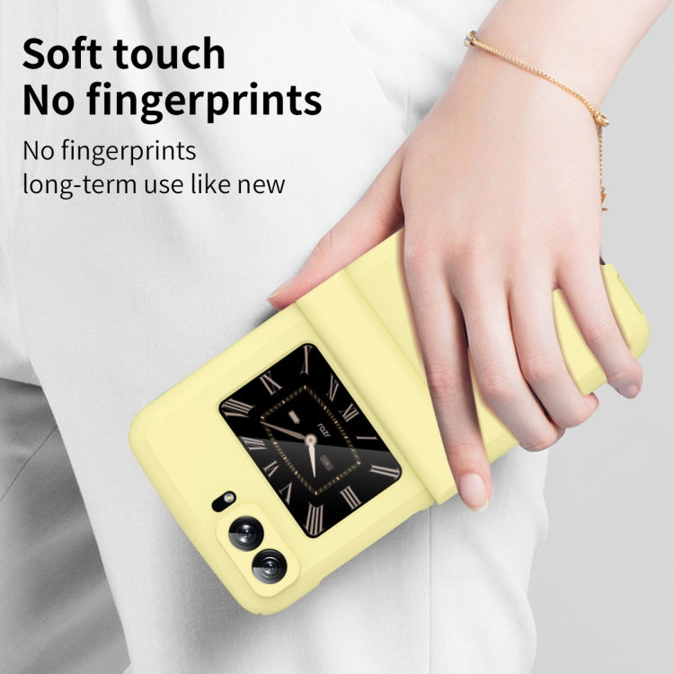 For Motorola Moto Razr 2022 Skin Feel Macaron Three-piece Set Hinge Phone Case(Yellow)