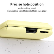 For Motorola Moto Razr 2022 Skin Feel Macaron Three-piece Set Hinge Phone Case(Yellow)