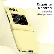 For Motorola Moto Razr 2022 Skin Feel Macaron Three-piece Set Hinge Phone Case(Yellow)