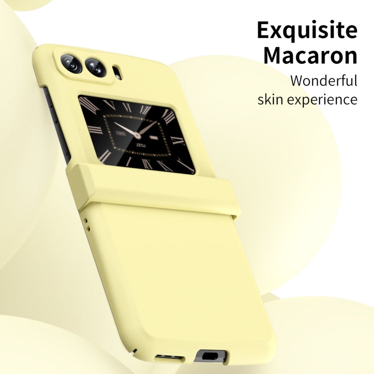 For Motorola Moto Razr 2022 Skin Feel Macaron Three-piece Set Hinge Phone Case(Yellow)
