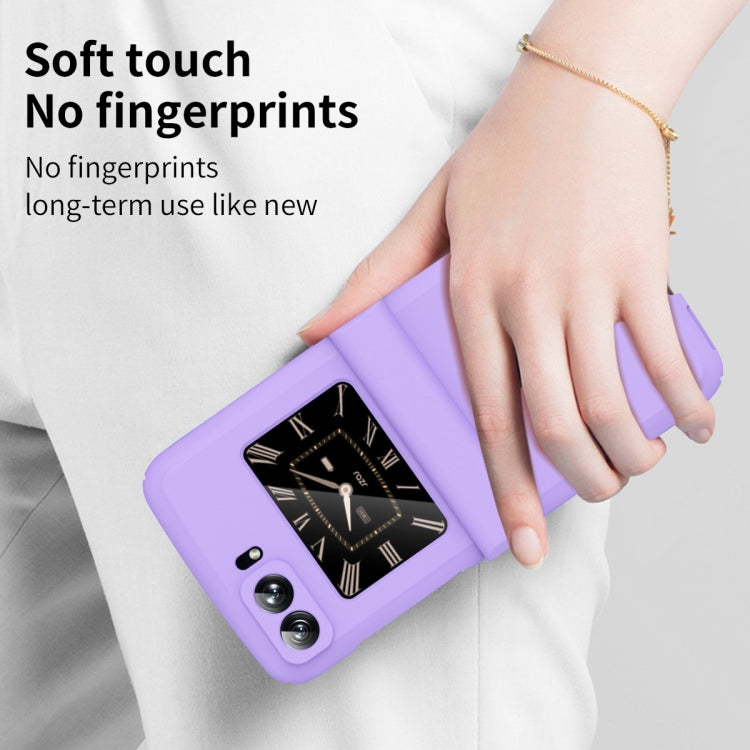 For Motorola Moto Razr 2022 Skin Feel Macaron Three-piece Set Hinge Phone Case(Purple) - Motorola Cases by PMC TechLife | Online Shopping South Africa | PMC TechLife | Buy Now Pay Later Mobicred