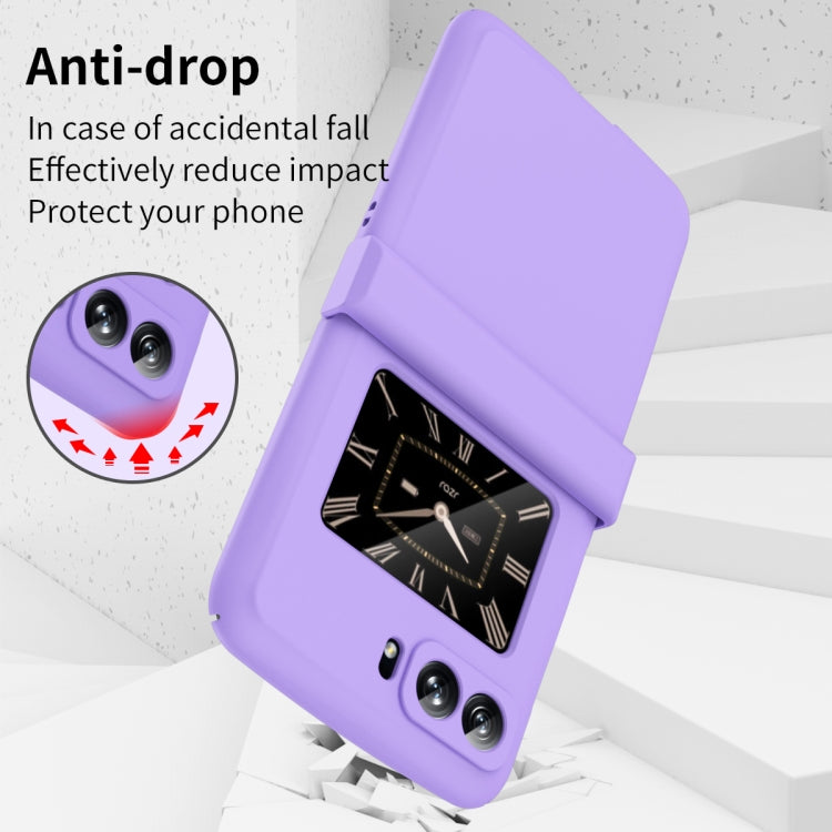 For Motorola Moto Razr 2022 Skin Feel Macaron Three-piece Set Hinge Phone Case(Purple)