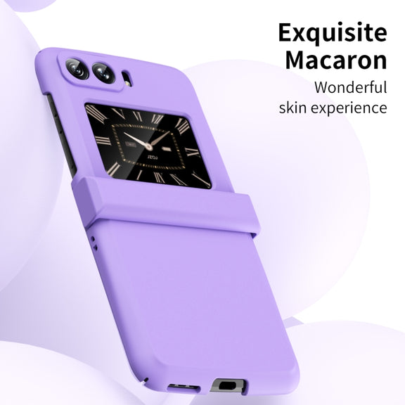 For Motorola Moto Razr 2022 Skin Feel Macaron Three-piece Set Hinge Phone Case(Purple)
