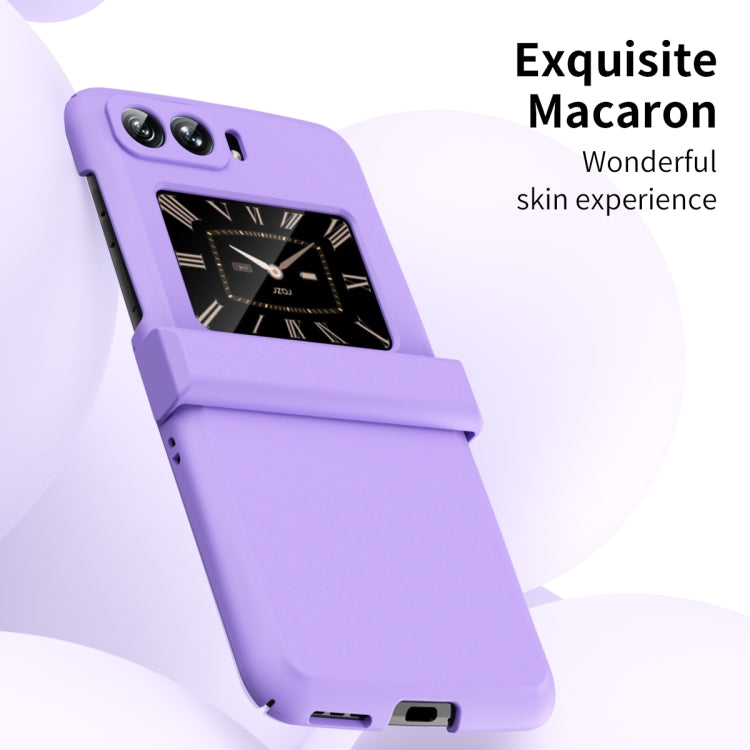 For Motorola Moto Razr 2022 Skin Feel Macaron Three-piece Set Hinge Phone Case(Purple)