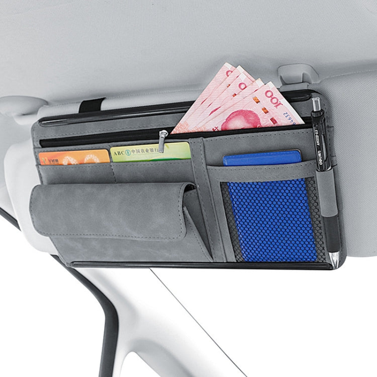 Car Sun Viso Sheepskin Leather Storage Bag(Grey) - Stowing Tidying by PMC TechLife | Online Shopping South Africa | PMC TechLife | Buy Now Pay Later Mobicred