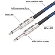 TC048BL 6.35mm Plug Male to Male Electric Guitar Mono Audio Cable, Length:10m