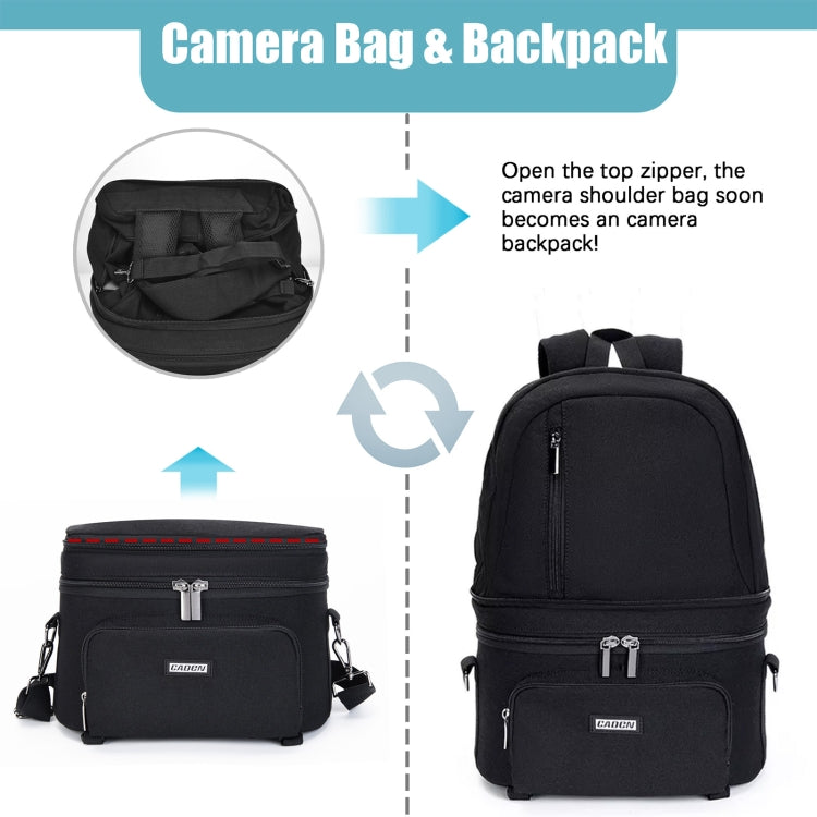 CADeN D30 Detachable Dual Uses Professional SLR Camera Backpack Shockproof Bags(Black) - free shipping - PMC Jewellery - Order now!