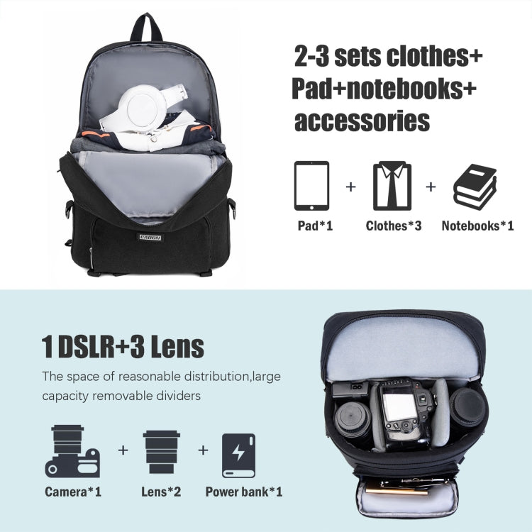 CADeN D30 Detachable Dual Uses Professional SLR Camera Backpack Shockproof Bags(Black) - free shipping - PMC Jewellery - Order now!