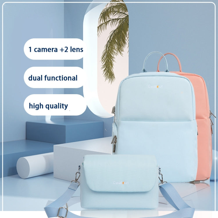 Cwatcun D75 Camera Backpacks Large Shockproof Cameras Lens Bags, Size:37 x 30 x 17cm(Blue)