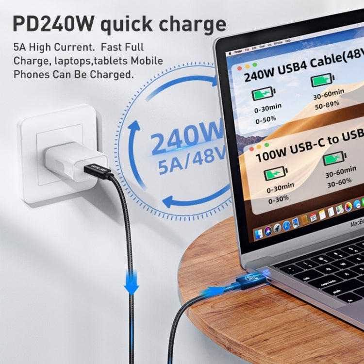 PD240W 40Gbps Dual Type-C USB4 Compatible Fast Charging Data Cable, Length:1.5m(Black) - USB-C & Type-C Cable by PMC TechLife | Online Shopping South Africa | PMC TechLife | Buy Now Pay Later Mobicred