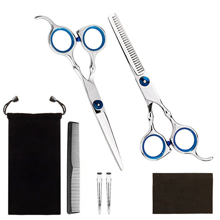 7pcs / Set Professional Hair Cutting Thinning Scissor Hairdressing Flat Shear Scissors Kit(Blue) - free shipping - PMC TechLife - Order now!