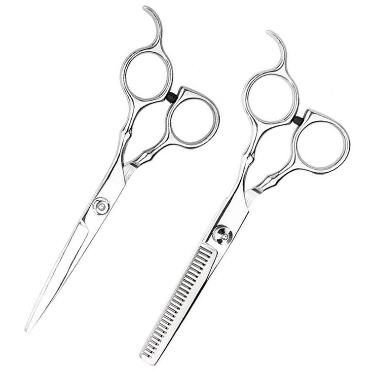 7pcs / Set Professional Hair Cutting Thinning Scissor Hairdressing Flat Shear Scissors Kit(Blue)