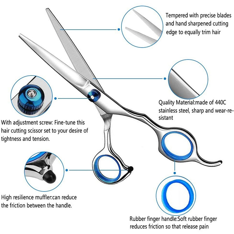 12pcs / Set Professional Hair Cutting Thinning Scissor Hairdressing Flat Shear Scissors Kit(Gold Silver)