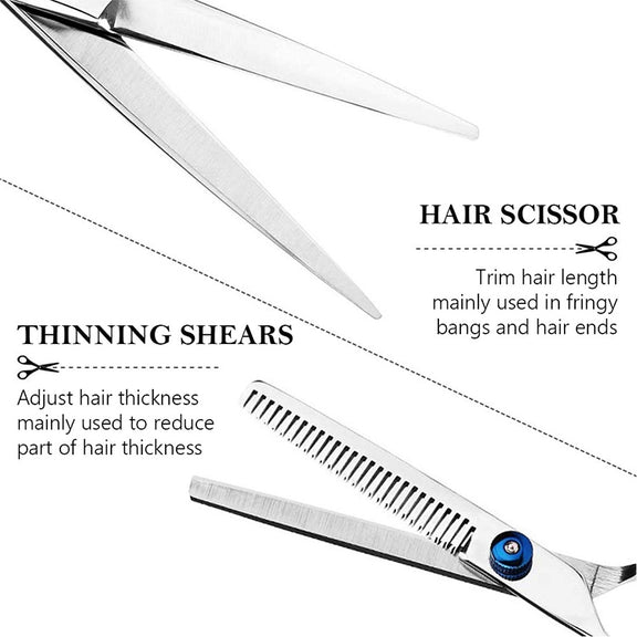 12pcs / Set Professional Hair Cutting Thinning Scissor Hairdressing Flat Shear Scissors Kit(Gold Silver)