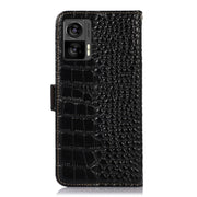 For Motorola Edge 30 Lite / Edge 30 Neo Crocodile Top Layer Cowhide Leather Phone Case(Black)