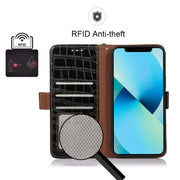 For Motorola Edge 30 Lite / Edge 30 Neo Crocodile Top Layer Cowhide Leather Phone Case(Black)