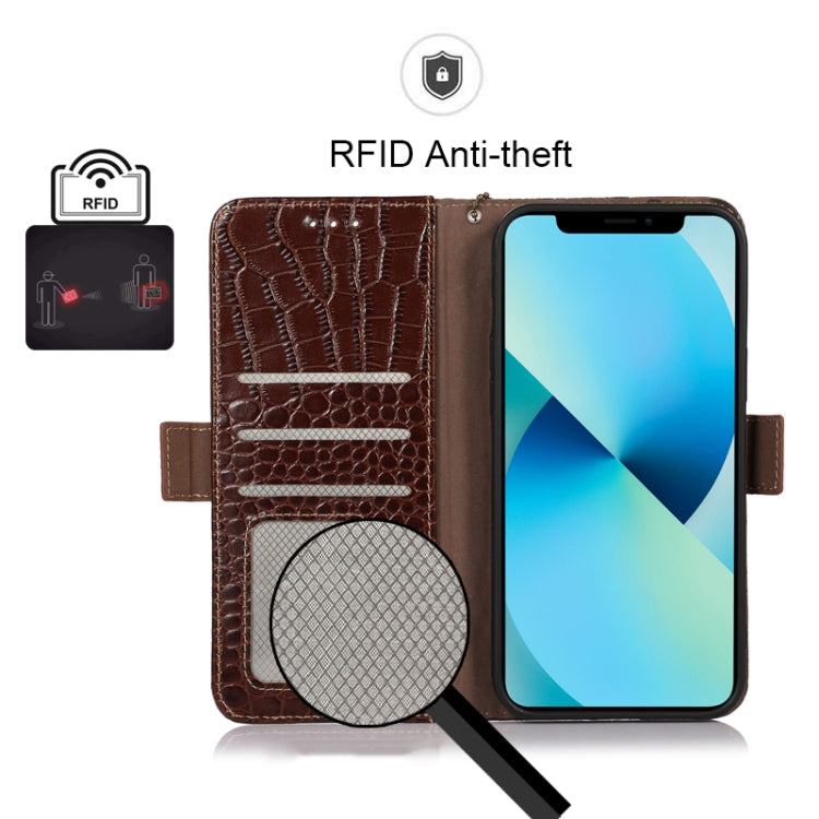 For Motorola Moto S30 Pro Crocodile Top Layer Cowhide Leather Phone Case(Brown)