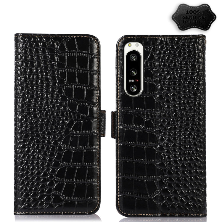 For Sony Xperia 5 IV Crocodile Top Layer Cowhide Leather Phone Case(Black) - Sony Cases by PMC TechLife | Online Shopping South Africa | PMC TechLife | Buy Now Pay Later Mobicred