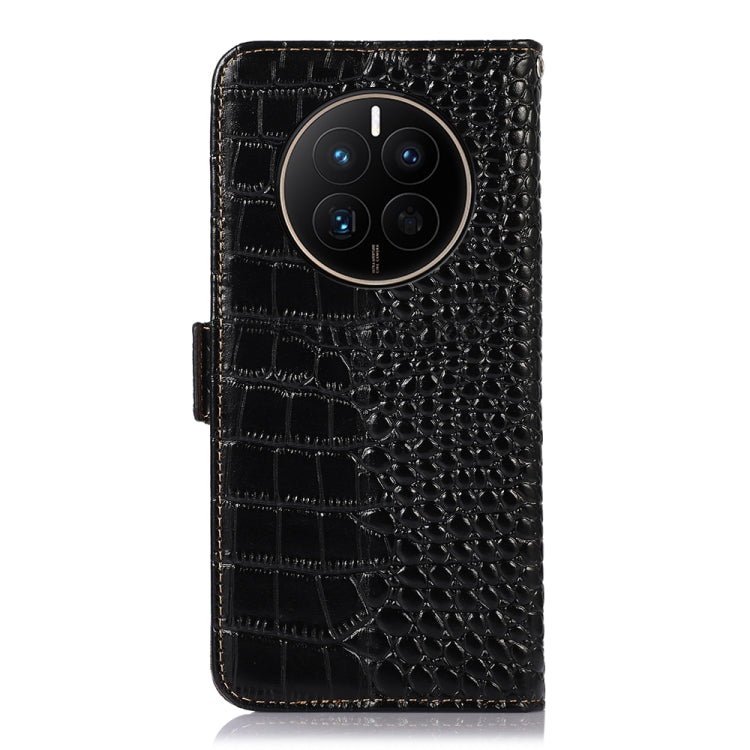 For Huawei Mate 50 Crocodile Top Layer Cowhide Leather Phone Case(Black) - Huawei Cases by PMC TechLife | Online Shopping South Africa | PMC TechLife | Buy Now Pay Later Mobicred