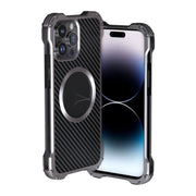 For iPhone 14 Pro R-JUST RJ51 Hollow Shockproof Metal Phone Case(Dark Grey)