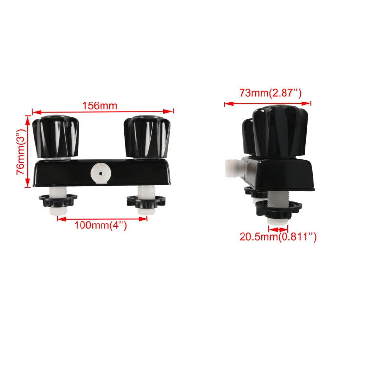 A7616-02 Dual Knob RV Shower Faucet Valve Diverter(Black) - Others by PMC TechLife | Online Shopping South Africa | PMC TechLife | Buy Now Pay Later Mobicred