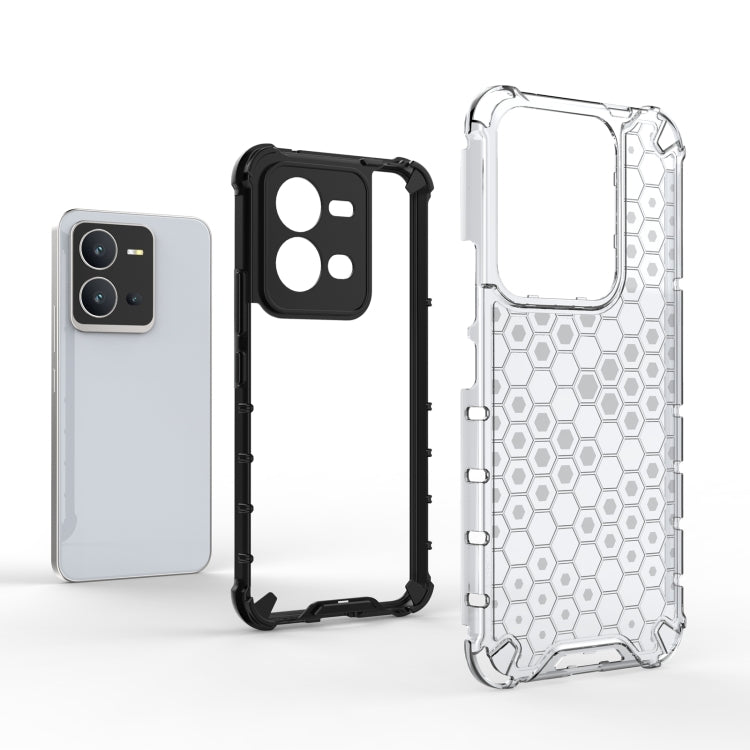 For vivo V25 5G / X80 Lite 5G Honeycomb Phone Case(Black) - vivo Cases by PMC TechLife | Online Shopping South Africa | PMC TechLife | Buy Now Pay Later Mobicred