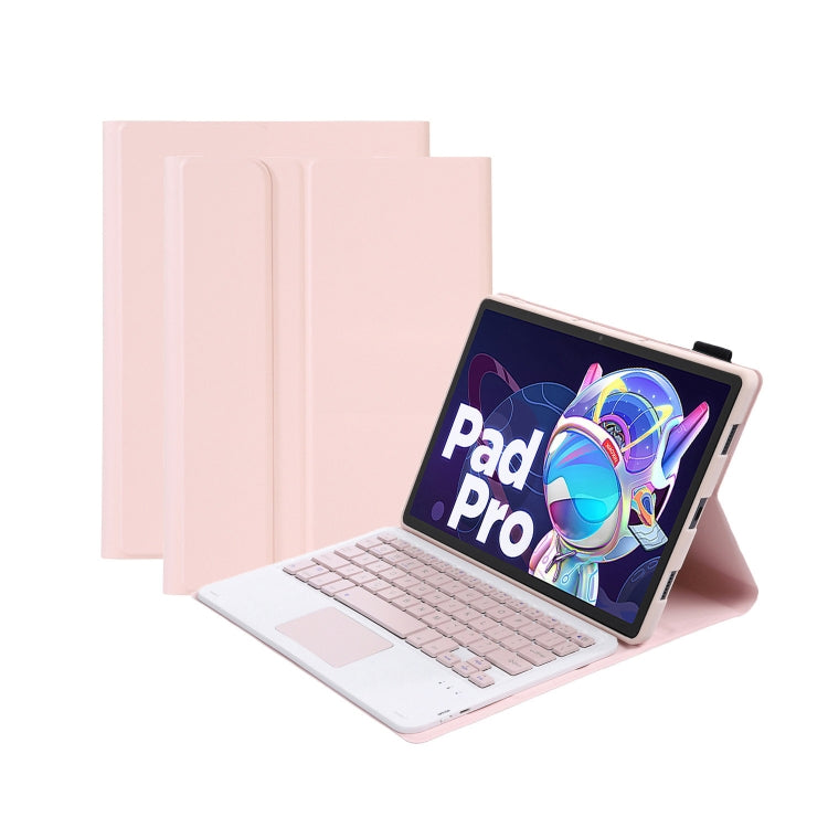 AM18-A Bluetooth Keyboard Leather Case with Touchpad For Lenovo XiaoXin Pad Pro 2022 11.2 inch(Pink) - Lenovo Keyboard by PMC TechLife | Online Shopping South Africa | PMC TechLife