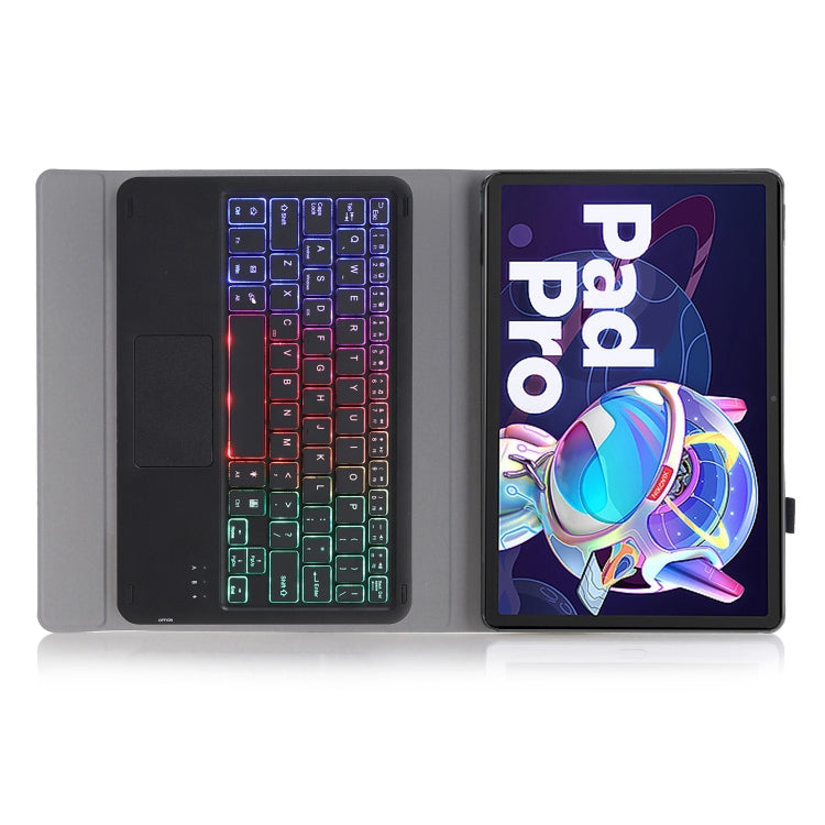 AM18-AS Tri-color Backlight Bluetooth Keyboard Leather Case with Touchpad For Lenovo XiaoXin Pad Pro 2022 11.2 inch(Blue) - Lenovo Keyboard by PMC TechLife | Online Shopping South Africa | PMC TechLife
