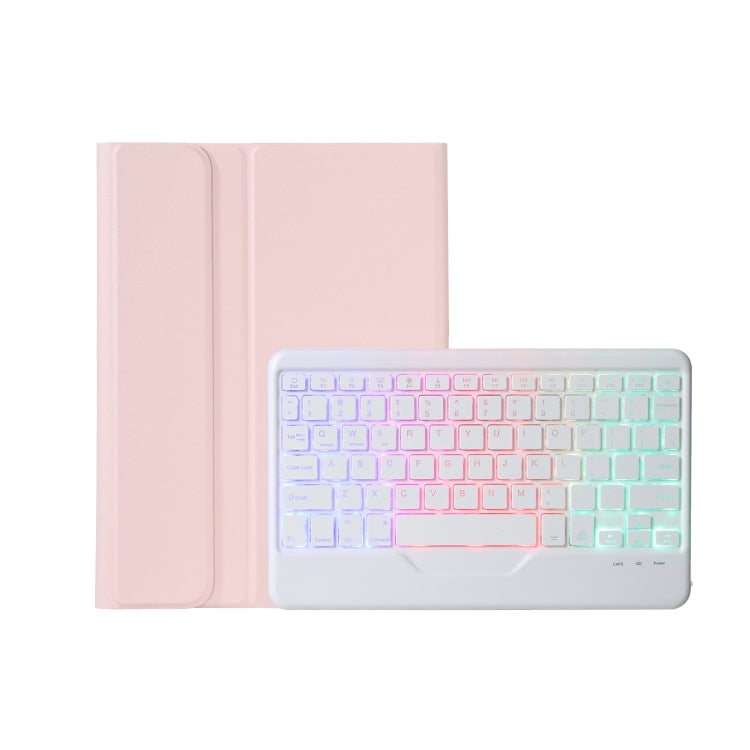 AM18-BS Tri-color Backlight Bluetooth Keyboard Leather Case For Lenovo XiaoXin Pad Pro 2022 11.2 inch(Pink) - Lenovo Keyboard by PMC TechLife | Online Shopping South Africa | PMC TechLife