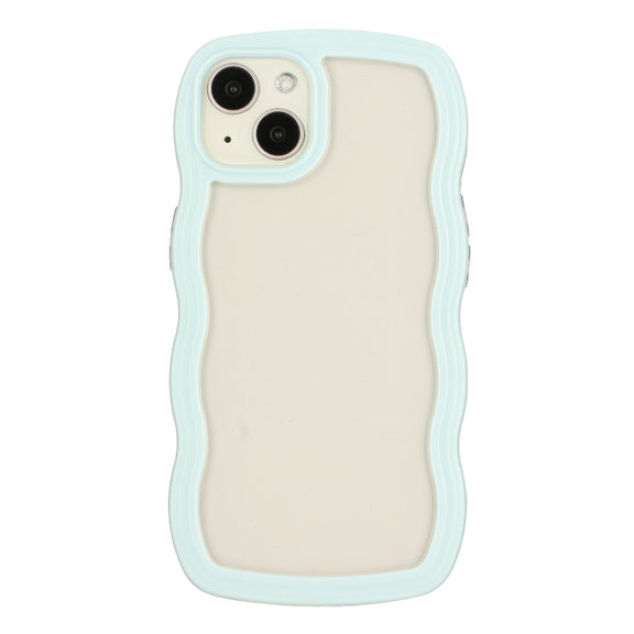 For iPhone 15 Plus Candy Color Wave TPU Clear PC Phone Case(Green)