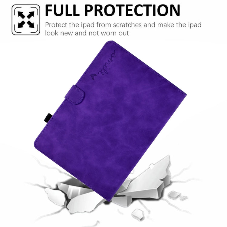 For Amazon Kindle Fire 7 2022 Embossed Smile Flip Tablet Leather Case(Purple)