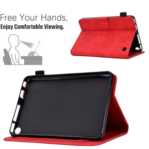For Amazon Kindle Fire 7 2022 Embossed Smile Flip Tablet Leather Case(Red)