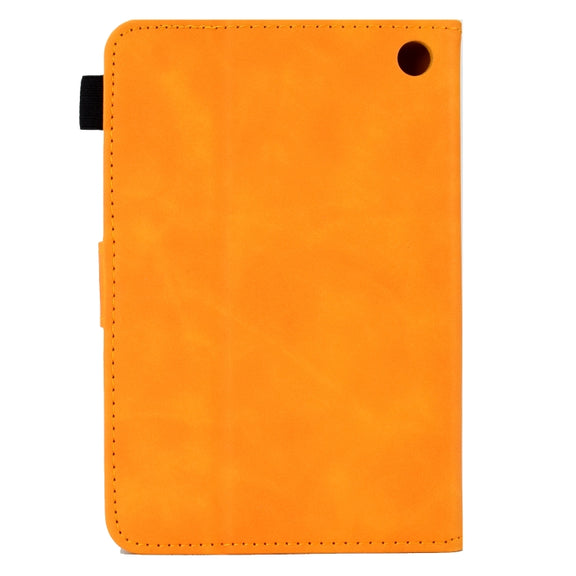 For Amazon Kindle Fire 7 2022 Embossed Smile Flip Tablet Leather Case(Khaki)
