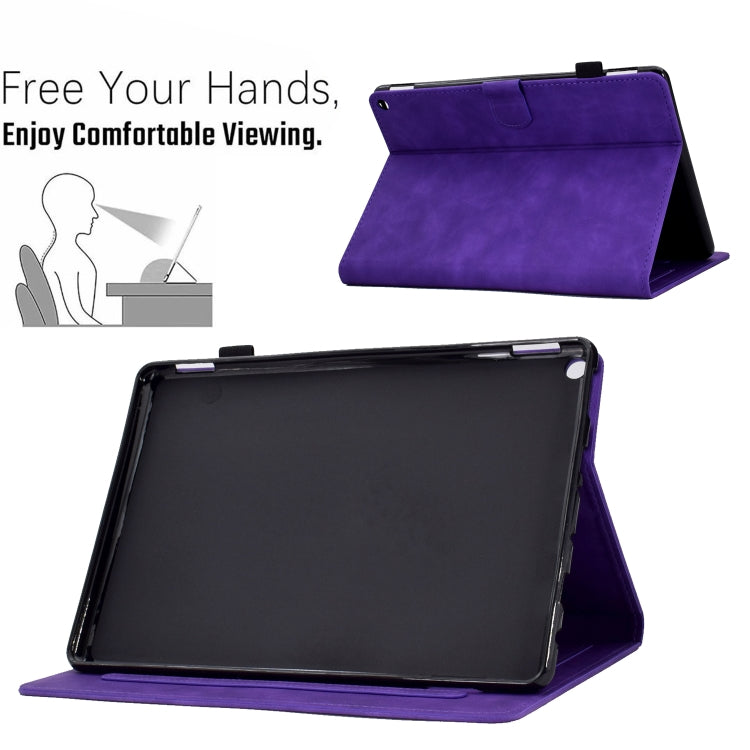 For Amazon Kindle Fire HD 8 2022 / 2020 Embossed Smile Flip Tablet Leather Case(Purple)