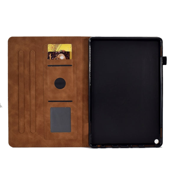 For Amazon Kindle Fire HD 8 2022 / 2020 Embossed Smile Flip Tablet Leather Case(Brown)