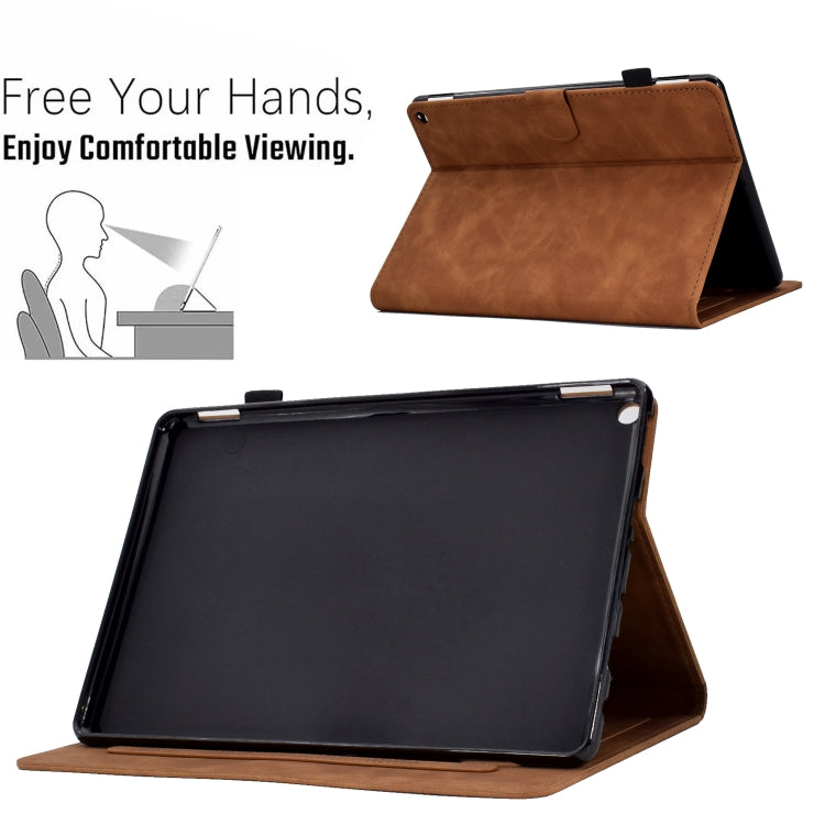 For Amazon Kindle Fire HD 8 2022 / 2020 Embossed Smile Flip Tablet Leather Case(Brown)