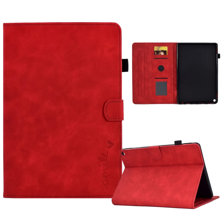 For Amazon Kindle Fire HD 8 2022 / 2020 Embossed Smile Flip Tablet Leather Case(Red) - Amazon by PMC TechLife | Online Shopping South Africa | PMC TechLife | Buy Now Pay Later Mobicred