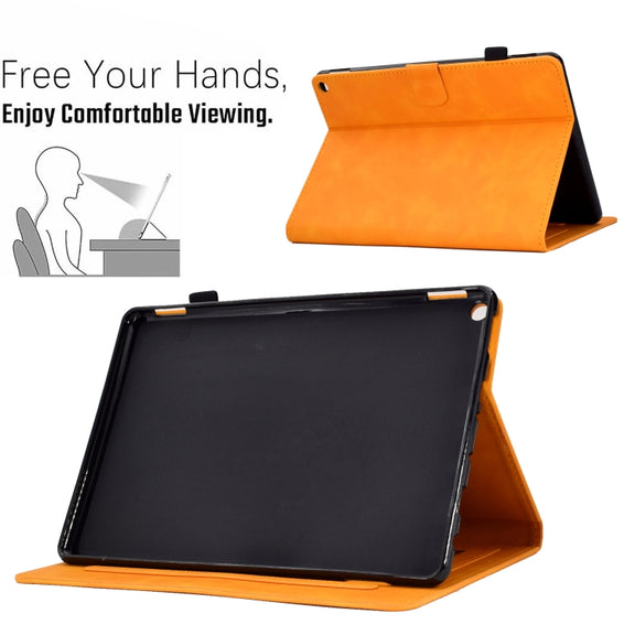 For Amazon Kindle Fire HD 8 2022 / 2020 Embossed Smile Flip Tablet Leather Case(Khaki)