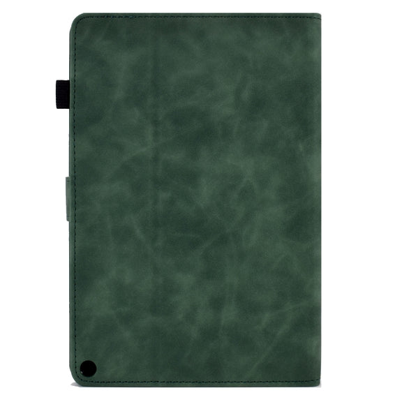 For Amazon Kindle Fire HD 10 2021 Embossed Smile Flip Tablet Leather Case(Green)