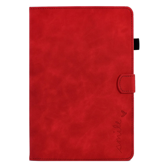 For Amazon Kindle Fire HD 10 2021 Embossed Smile Flip Tablet Leather Case(Red)