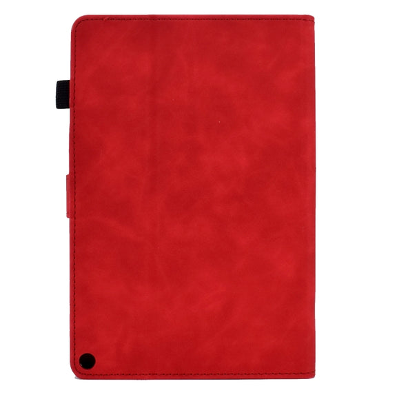 For Amazon Kindle Fire HD 10 2021 Embossed Smile Flip Tablet Leather Case(Red)