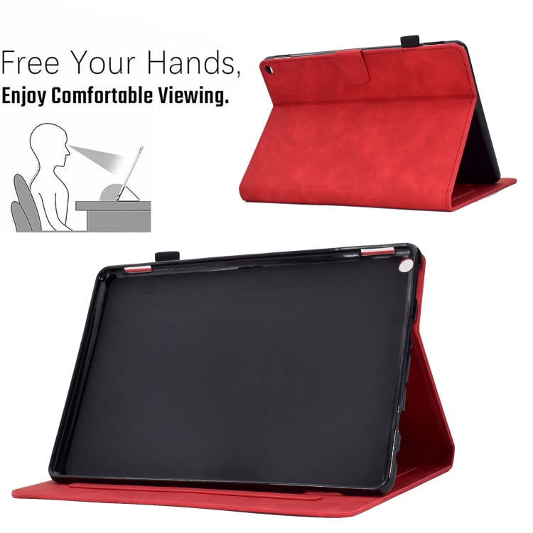 For Amazon Kindle Fire HD 10 2021 Embossed Smile Flip Tablet Leather Case(Red)