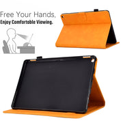 For Amazon Kindle Fire HD 10 2021 Embossed Smile Flip Tablet Leather Case(Khaki)