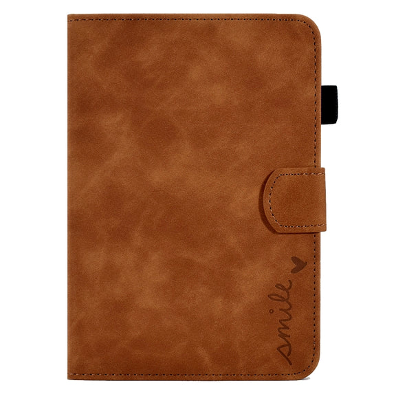For Amazon Kindle Paperwhite 5 Embossed Smile Flip Tablet Leather Case(Brown)