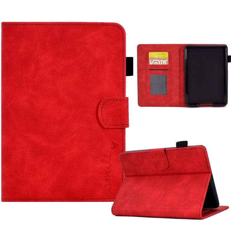 For Amazon Kindle Paperwhite 5 Embossed Smile Flip Tablet Leather Case(Red) - Amazon by PMC TechLife | Online Shopping South Africa | PMC TechLife | Buy Now Pay Later Mobicred